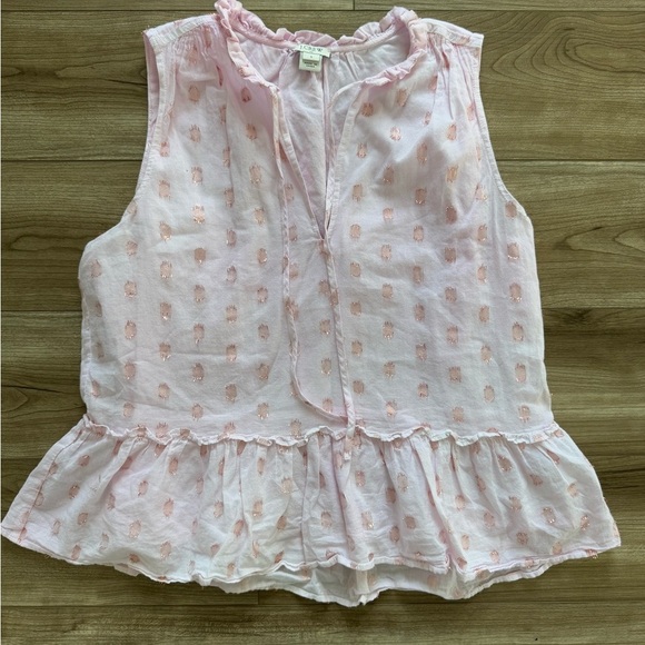 J. Crew Ruffle-neck top in shimmer dot Pink Women’s size Small - Picture 3 of 11